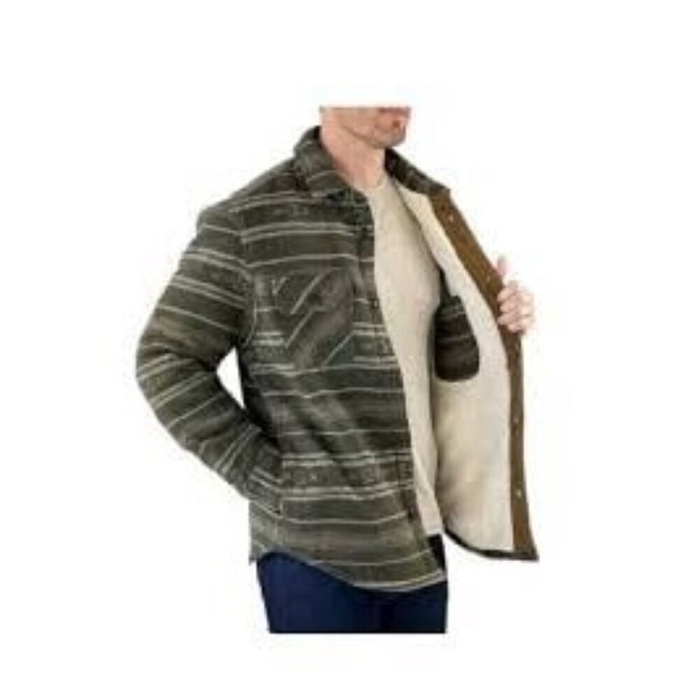 JACHS New York Jacket Shacket Sherpa Lined Mens L Aztec Southwestern Stripe Wool